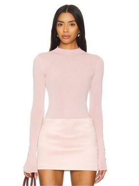 Camila Coelho Pauline Mock Neck Sweater in Light Pink